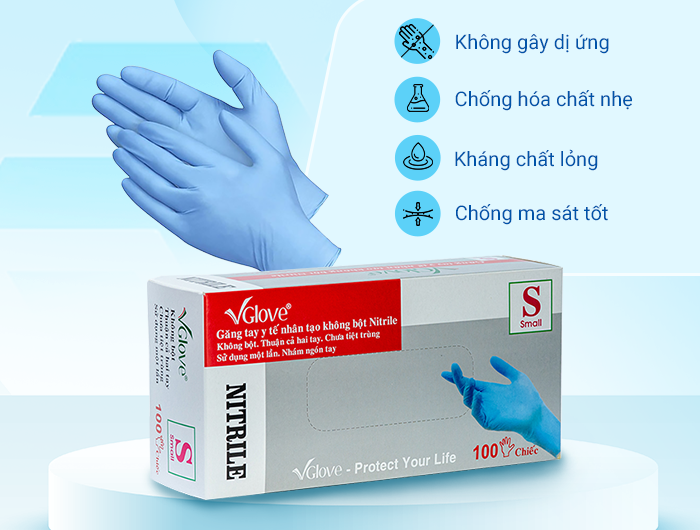 găng tay y tế nitrile không bột