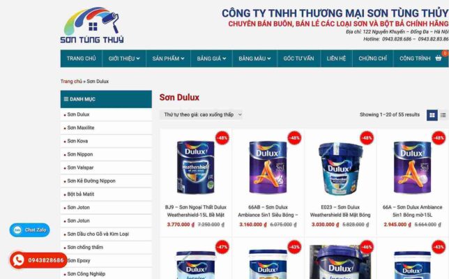 giá sơn dulux