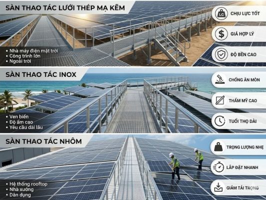 Các loại sàn thao tác năng lượng mặt trời phổ biến hiện nay