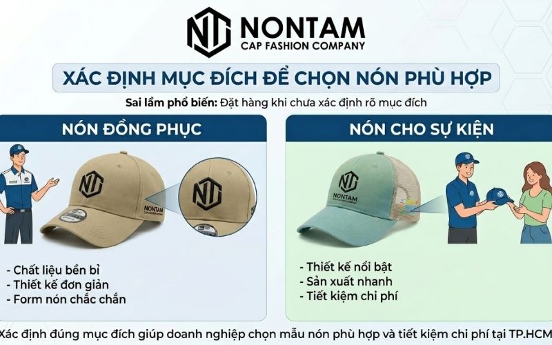 Xác định rõ mục đích sử dụng trước khi đặt nón