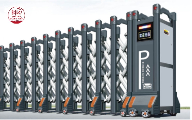 cổng xếp hợp kim nhôm