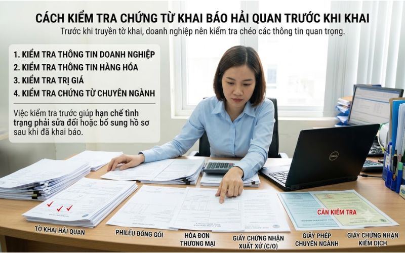 Kiểm tra chứng từ hải quan trước khi khai báo